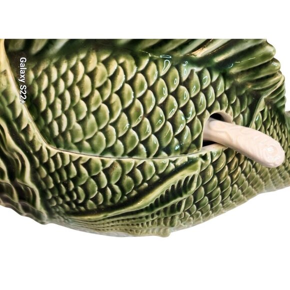 Fish-Shaped 2qt. Ceramic Soup Tureen with Serving Spoon 1950s Vintage Fish Lover - Picture 6 of 14